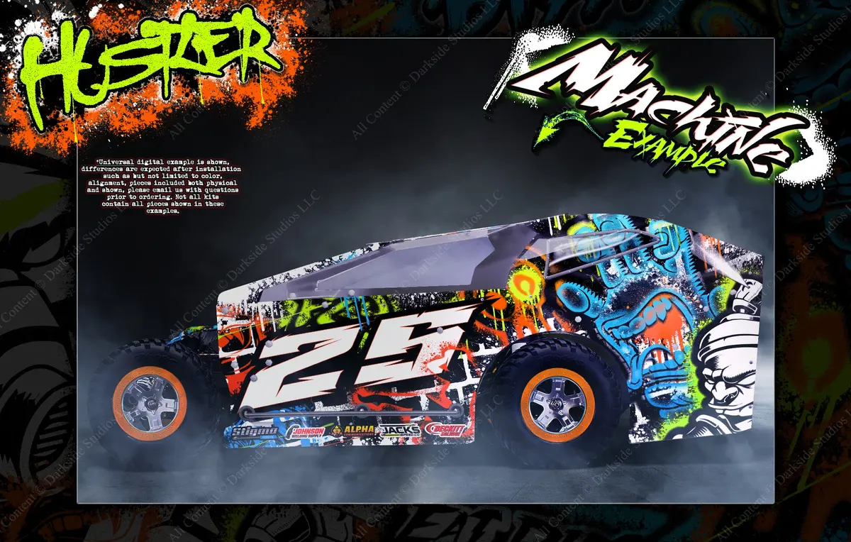 'Hustler' Customizable Wrap Skin Graphics Fits Salvas Mudboss / Se2 Sprint Lexan Body On Traxxas Slash 1