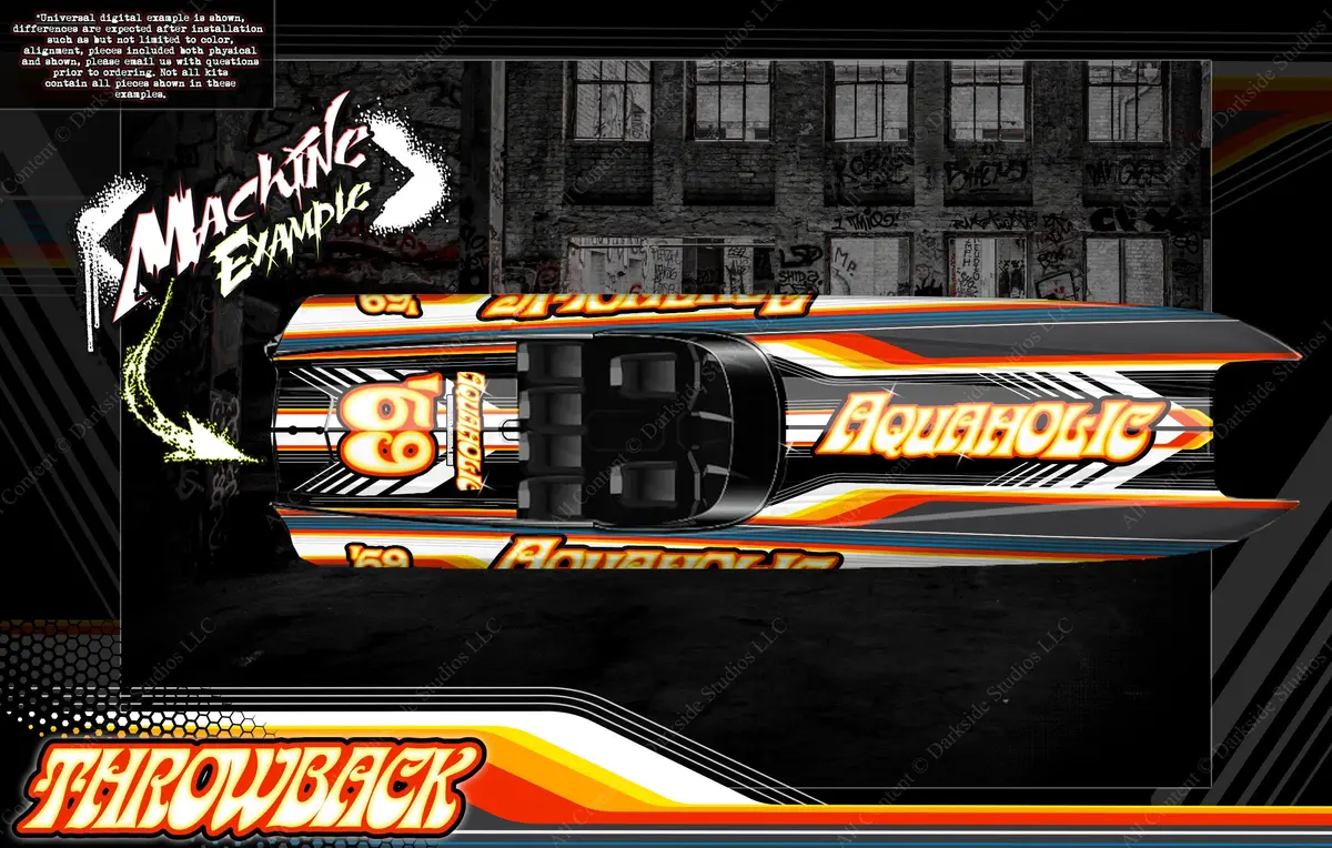 'Throwback' Custom Hop-Up Boat Wrap Graphics Kit Fits Traxxas Spartan M41 Boat 1