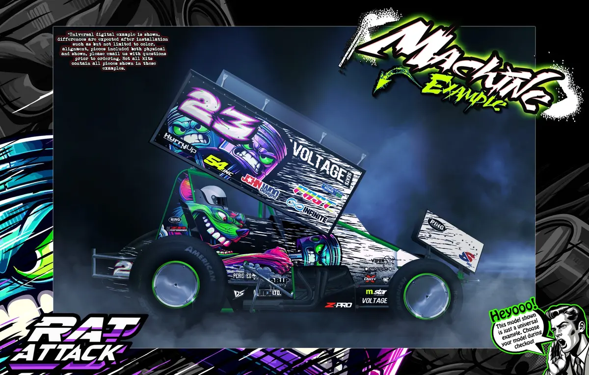 'Rat Attack' Themed Graphics Skin Kit Fits Team Gfrp® | 2023 Jack Paradigm | Assault | Assault High Bite | Hustler | Weapon Midget Body 1