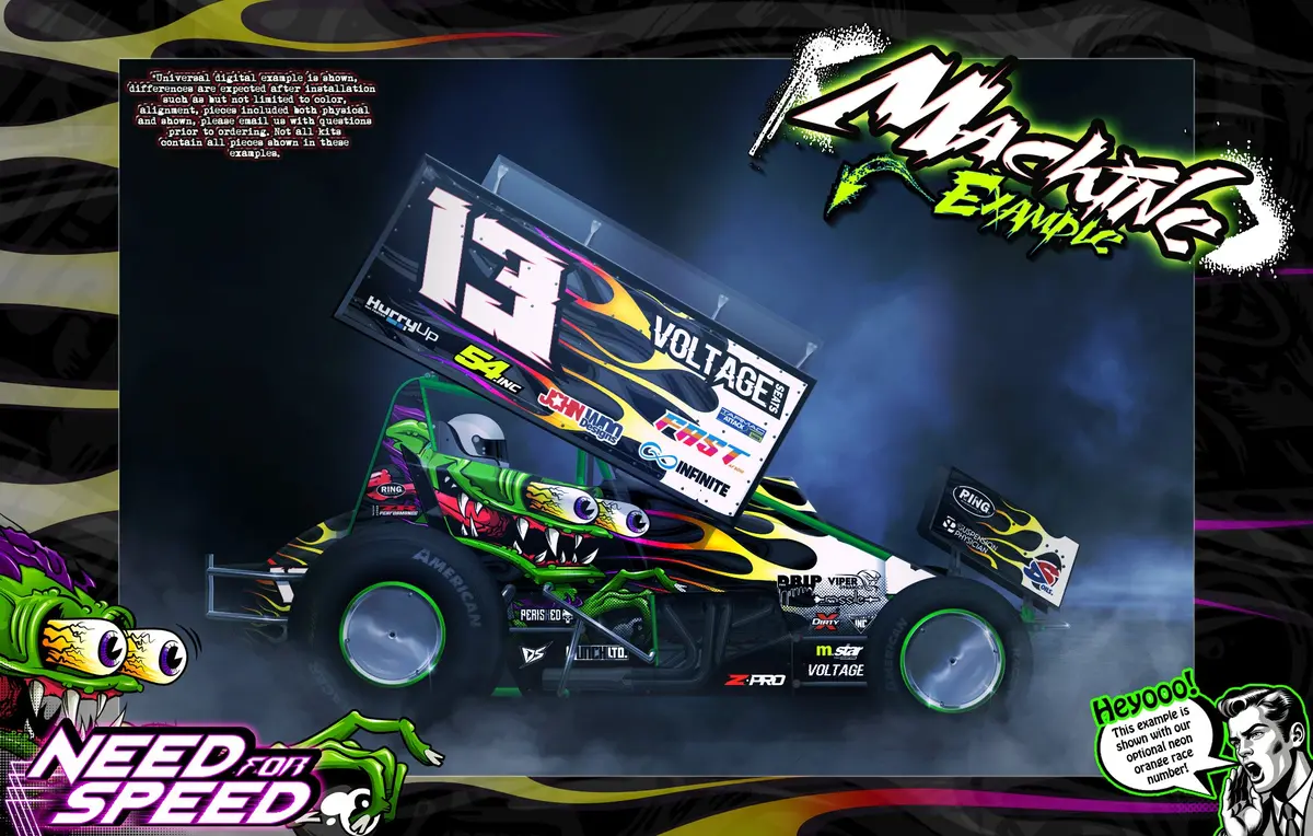 'Need For Speed' Customizable Graphics Wrap Kit For Custom Works Beast Midget, Eldora, Outlaw, Bullet Sprint 1