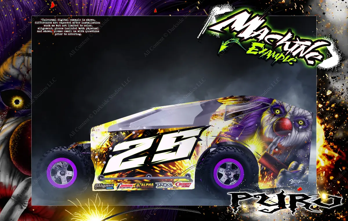 'Pyro' Customizable Decal Skin Kit Graphics Fits Salvas Mudboss / Se2 Sprint Lexan Body On Traxxas Slash 1