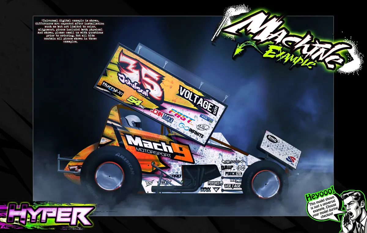 'Hyper' Themed Graphics Skin Kit Fits Team Gfrp® | 2023 Jack Paradigm | Assault | Assault High Bite | Hustler | Weapon Midget Body 1