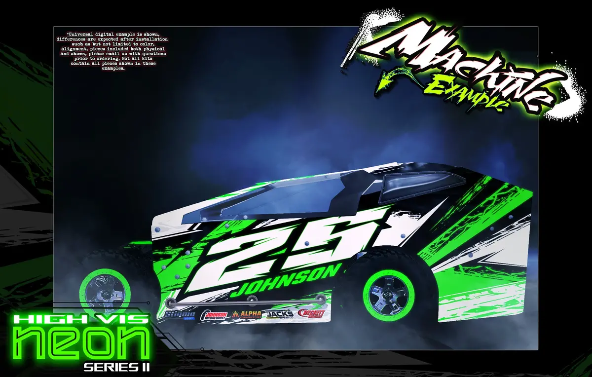'Neon Series Ii' High Vis Neon Customizable Decal Skin Kit For Salvas Mudboss / Se2 Sprint Traxxas Slash Dirt Oval Short Course Racing 1