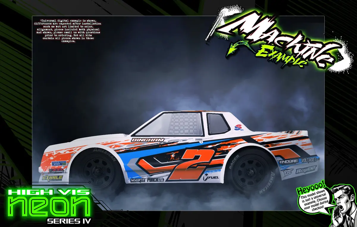 'Neon Series Iv' High Vis Orange Fluorescent Customizable Decal Skin Kit Fits Team Associated Sr10 Street Stock Dirt Oval Body #Asc71192 1