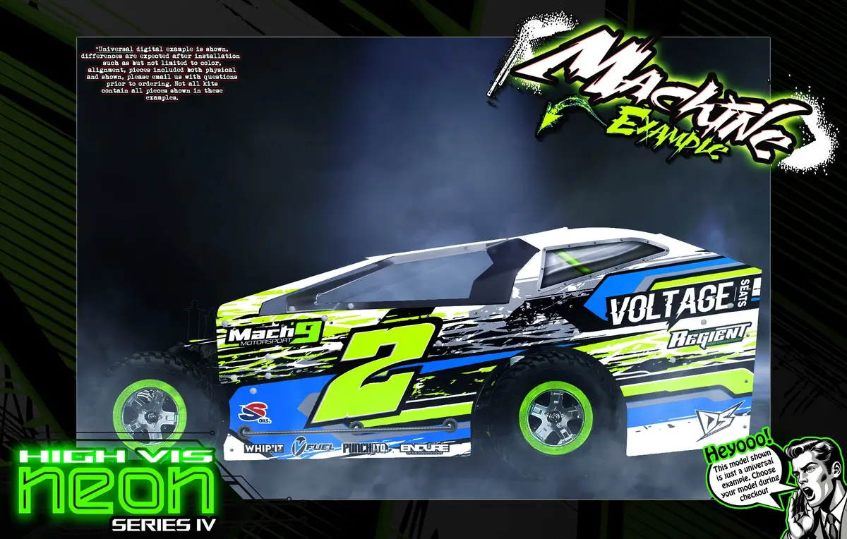 'Neon Series Iv' Themed Graphics Wrap Kit Fits Kipps Rc Bodies® | Edm | Imca | Mudboss | Short Course Modified 1