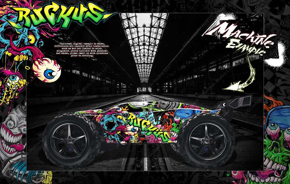 'Ruckus' Skin Fits Traxxas E-Revo / E-Revo 2.0 / Rustler / Rustler 4X4 Graphics Wrap 1