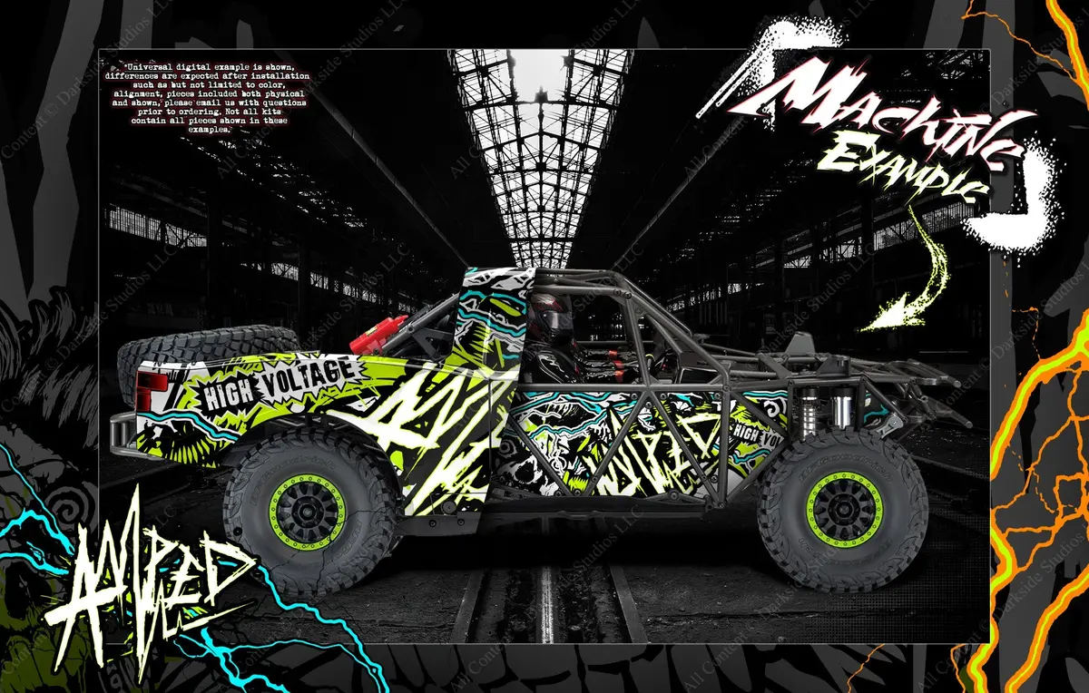 'Amped' Body & Chassis Cage Skin Wrap Decal Kit Fits Traxxas Unlimited Desert Racer 1