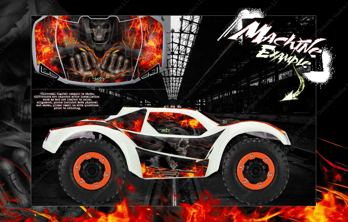 'Hell Ride' Themed Graphics Fit Pro-Line Brute Bash Body # 3498-15  On Traxxas Slash 4X4 1