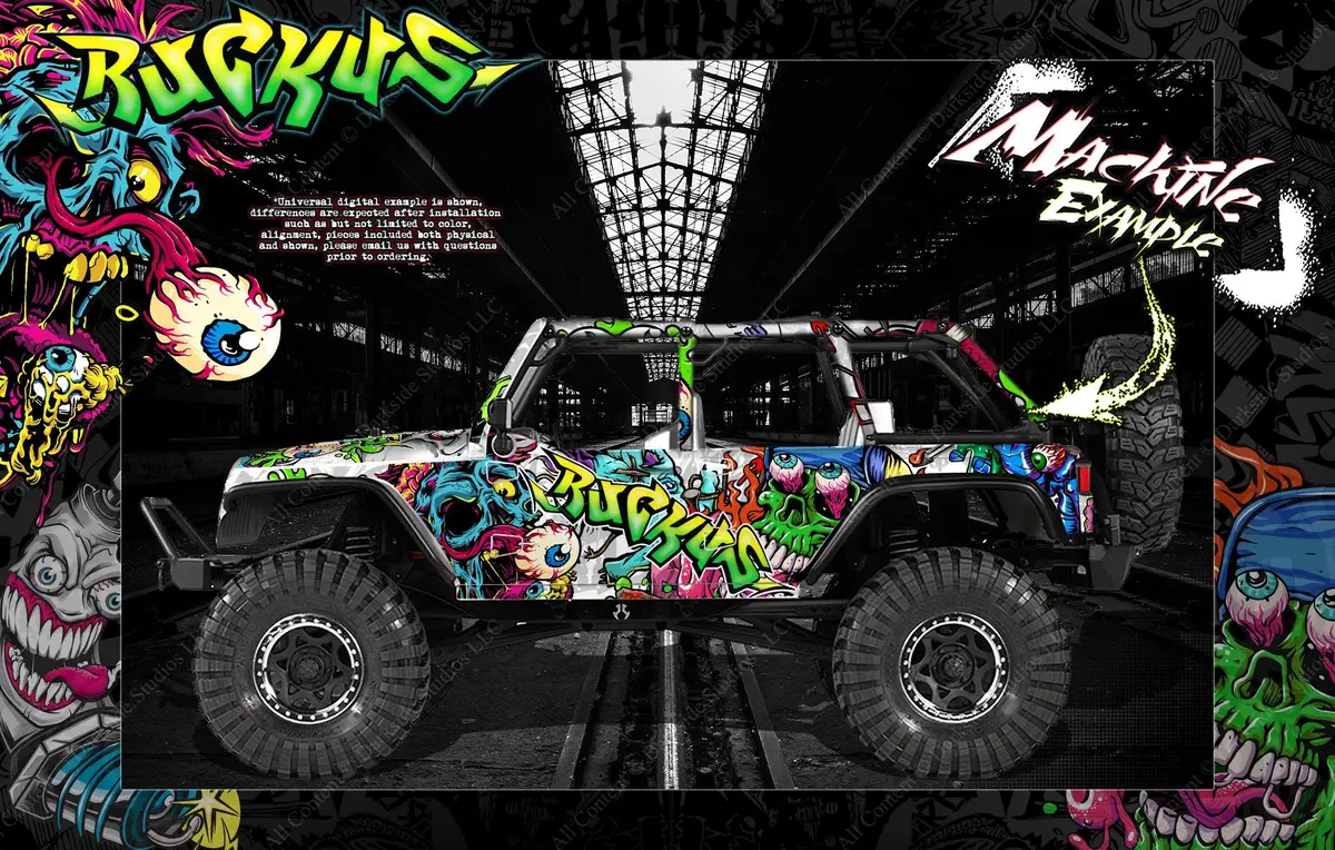 'Ruckus' Themed Graphics Wrap Skin Fits Axial Wraith / Spawn / Jeep / Deadbolt / Rr10 Bomber Exo 1