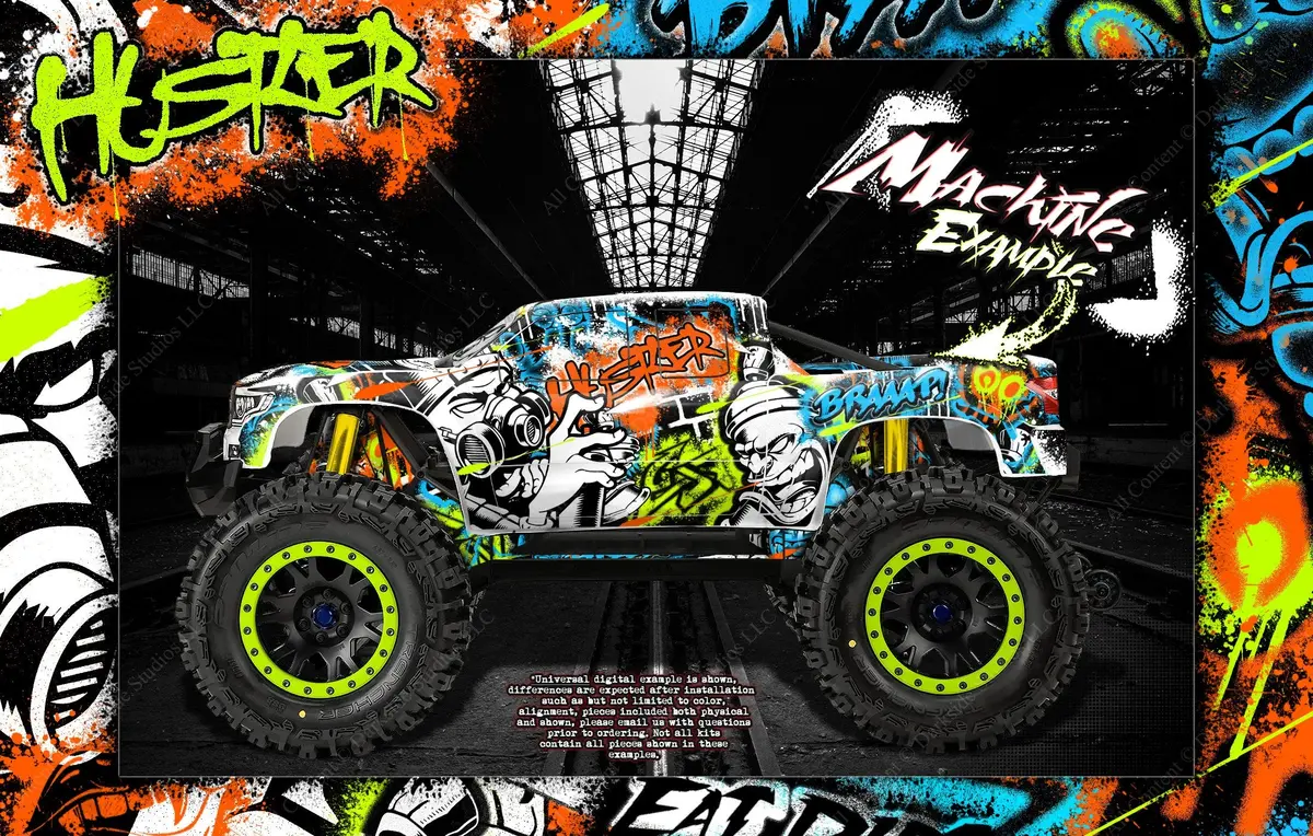 'Hustler' Graphics Wrap Fits Traxxas X-Maxx Proline Ford Raptor, Chevy Silverado, Brute Bash & Stock Body 1