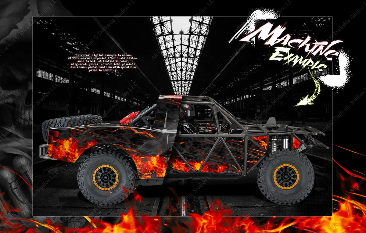 'Hell Ride' Body & Chassis Cage Skin Wrap Decal Kit Fits Traxxas Unlimited Desert Racer 1
