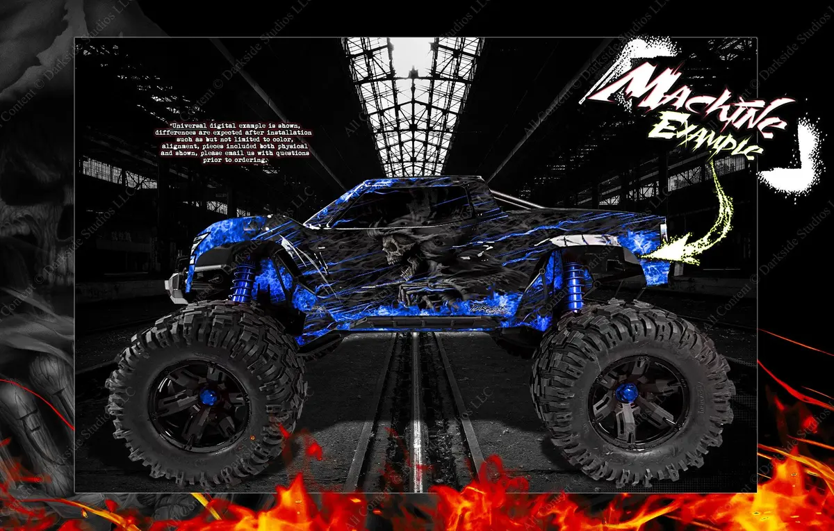 'Hell Ride' Graphics Wrap Fits Traxxas X-Maxx Proline Ford Raptor, Chevy Silverado, Brute Bash & Stock Body 1