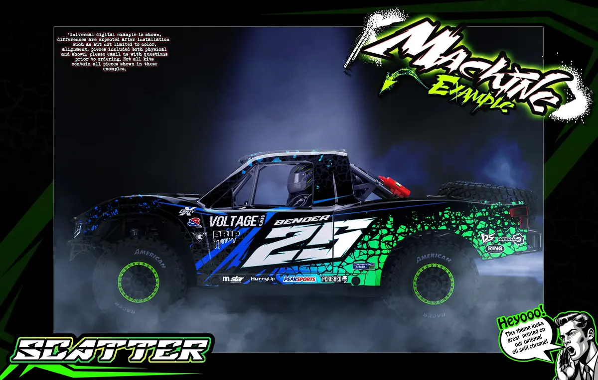 'Scatter' Blue Hop-Up Skin Wrap Graphics Kit Fits Traxxas Udr Unlimited Desert Racer Oem Body & Cage 1