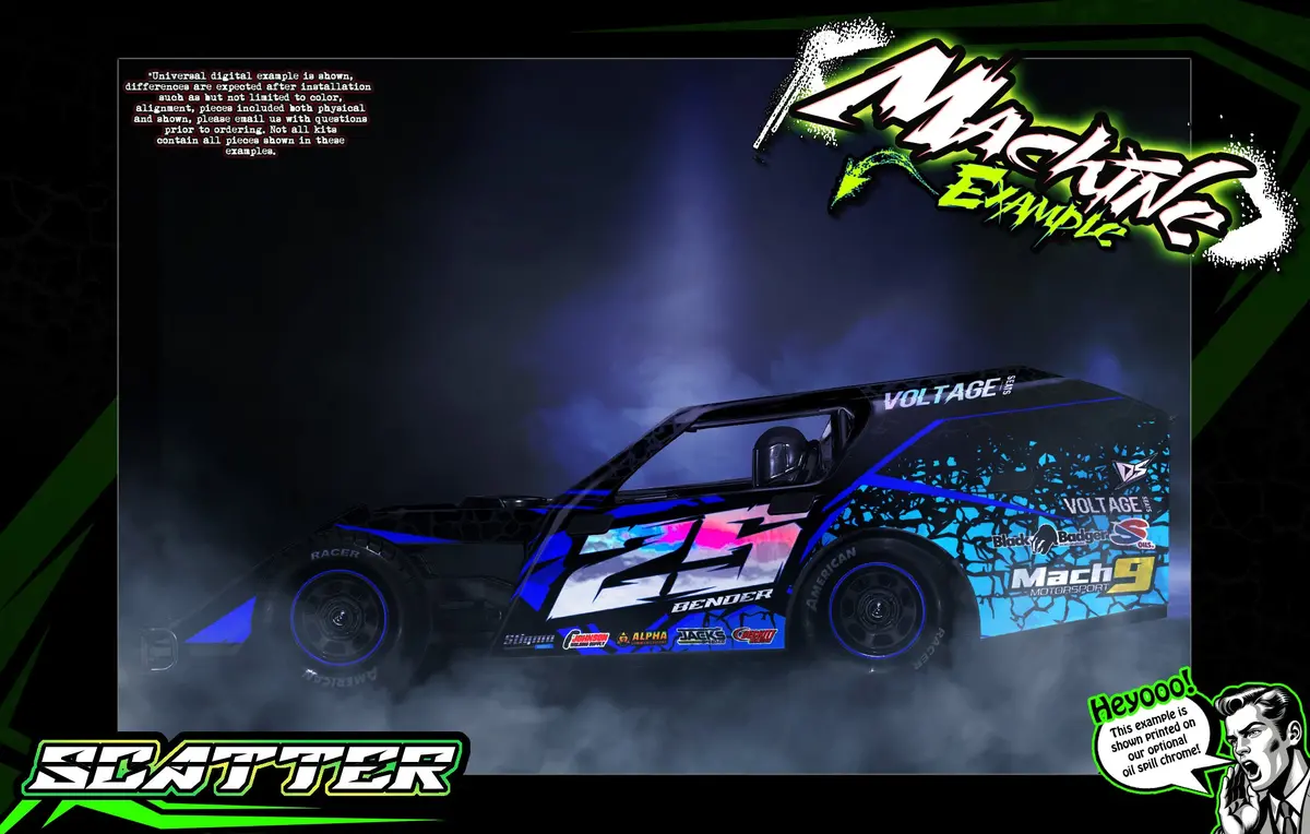 'Scatter' Themed Aftermarket Graphics Wrap Fits Traxxas® Slash | Modified | Late Model | Mudboss 1