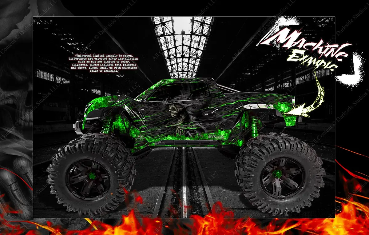 'Hell Ride' Graphics Wrap Fits Traxxas X-Maxx Proline Ford Raptor, Chevy Silverado, Brute Bash & Stock Body 2