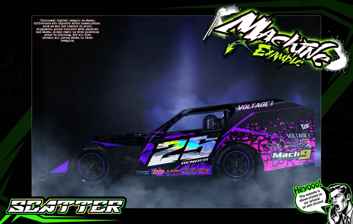 'Scatter' Themed Graphics Wrap Kit Fits Sippel® | 22 Gunslinger | Lm22 Desperado | Lm26 Kingslayer | Mark 8 | Mark 9 | Mark 10 | Late Model | Modified 1