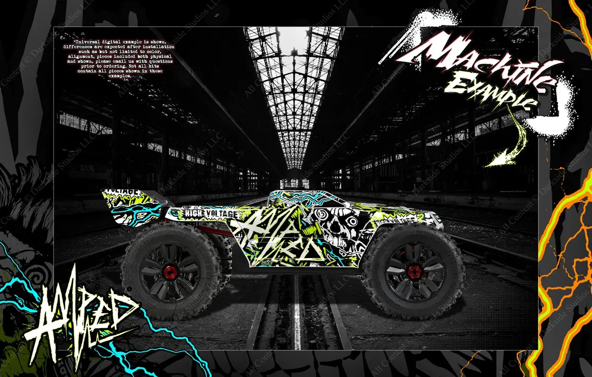 'Amped' Themed Skin Graphcis Kit Fits Arrma Kraton 8S / 6S Hop-Up Fits Stock Lexan Body 1