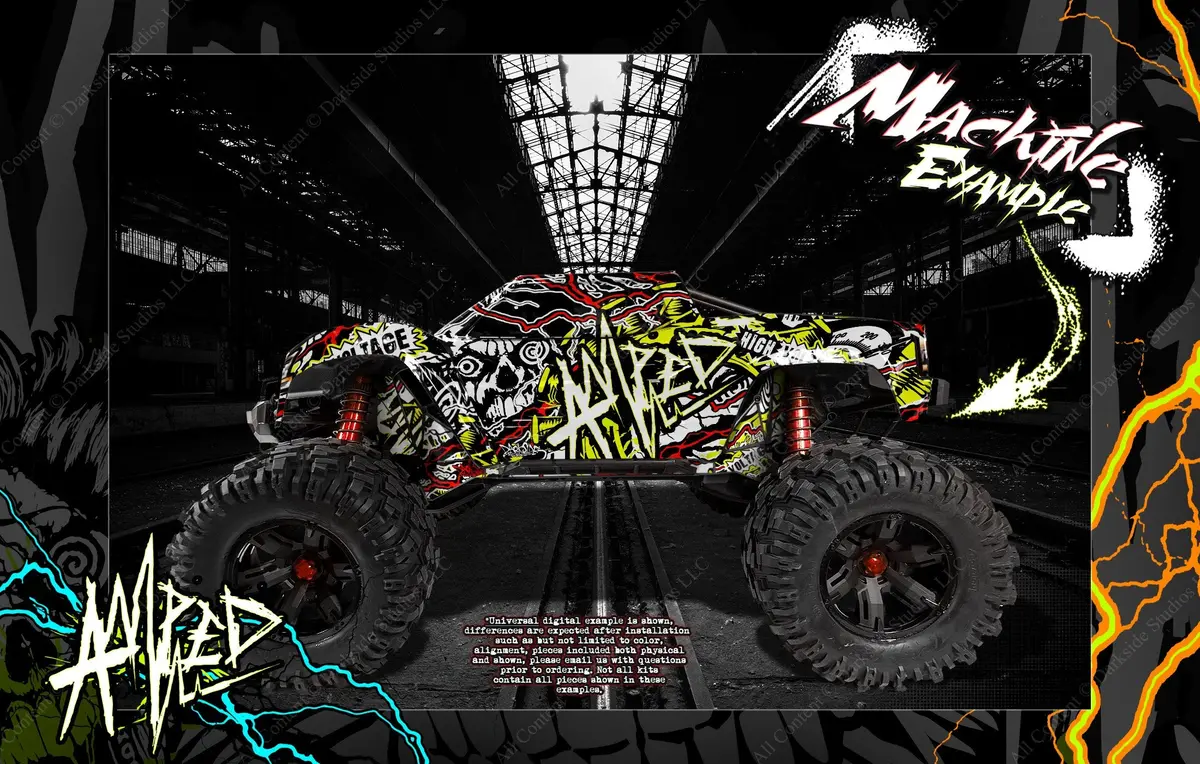 'Amped' Graphics Wrap Fits Traxxas X-Maxx Proline Ford Raptor, Chevy Silverado, Brute Bash & Stock Body 2