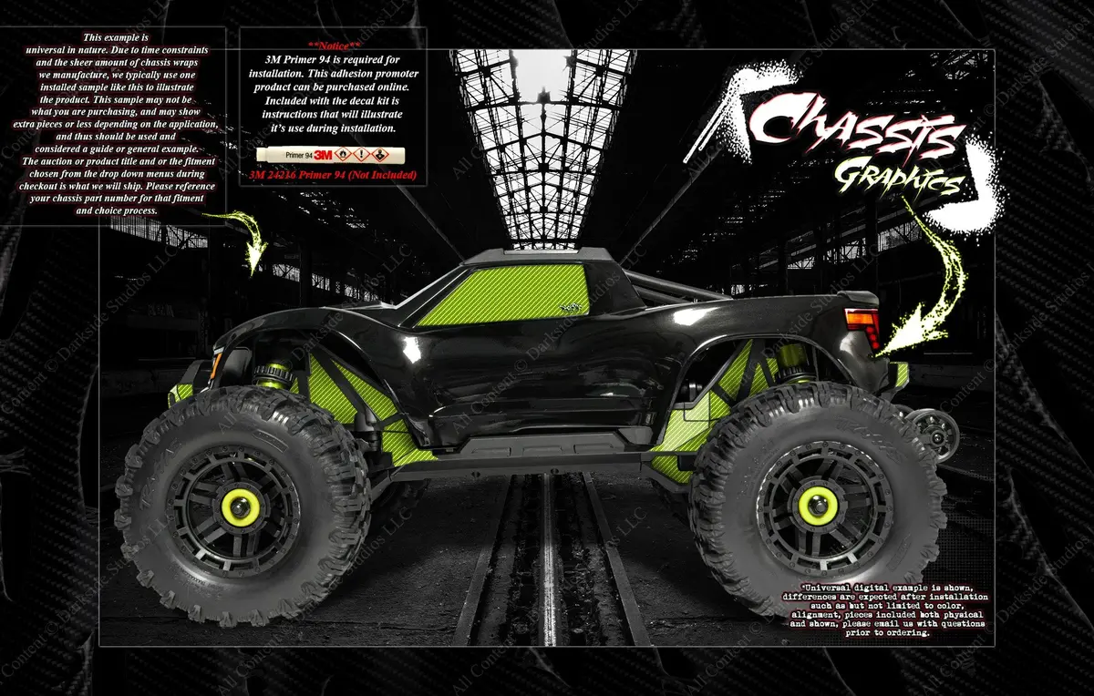'Carbon Fiber' Printed Aftermarket Skin Decal Graphics Kit Fits Traxxas Maxx 4S -V1 Only- 1/10 Chassis / Shock Tower 1