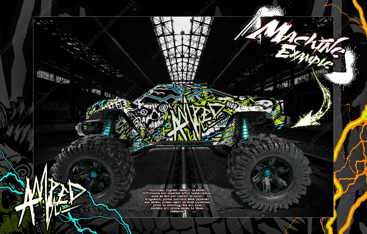 'Amped' Graphics Wrap Fits Traxxas X-Maxx Proline Ford Raptor, Chevy Silverado, Brute Bash & Stock Body 1