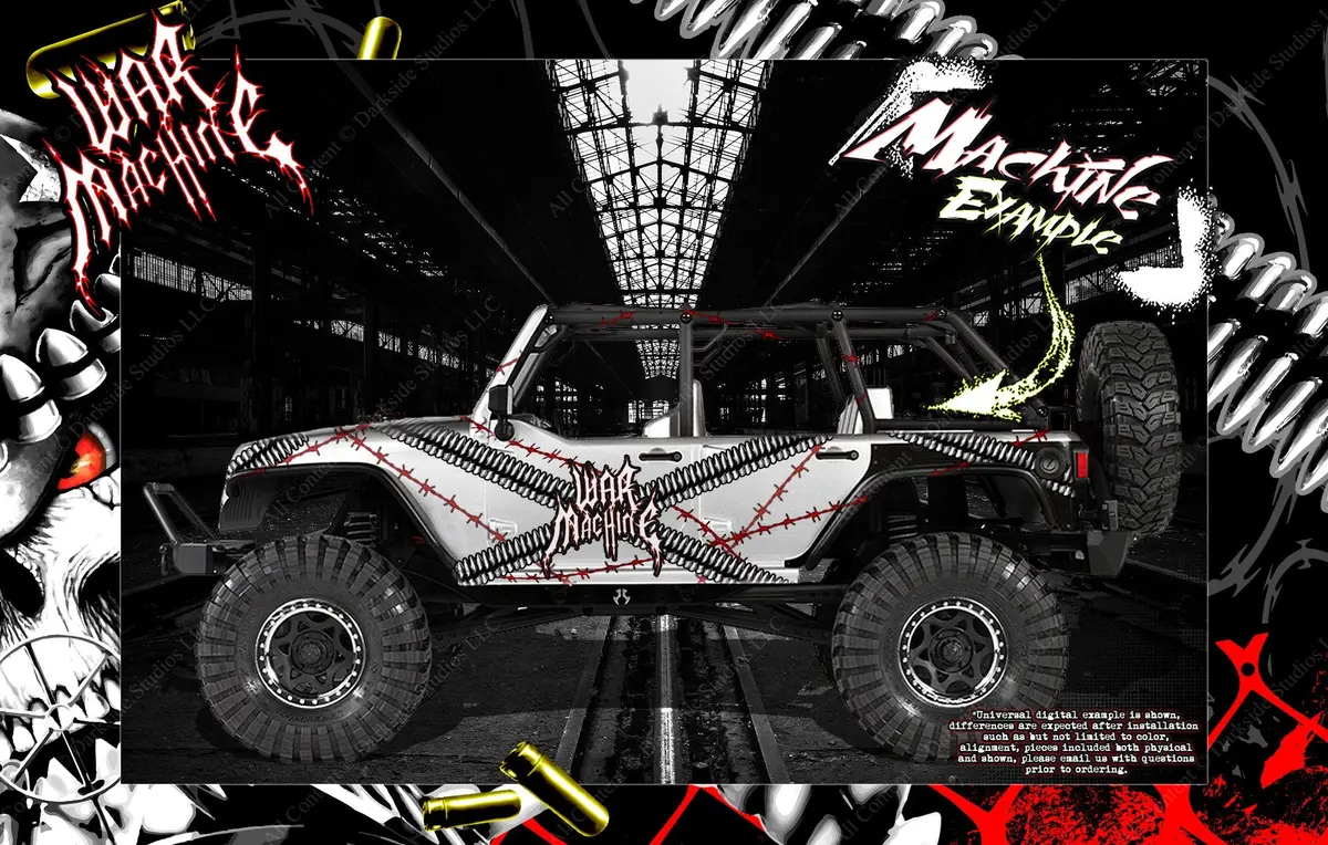 'War Machine' Hop Up Body Graphic Skin Wrap Accent Kit Fits Axial Bomber Wraith Yeti Scx10 Jeep 1