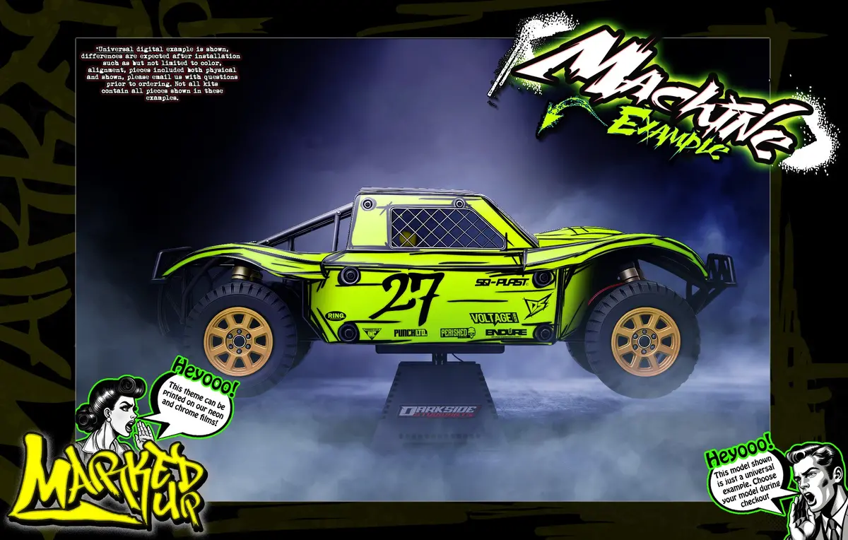 'Marked Up' -True Neon- Themed Graphics Kit Fits 30° North Big Flex Body | Losi® 5Ive-T | King Motor | Rovan 1