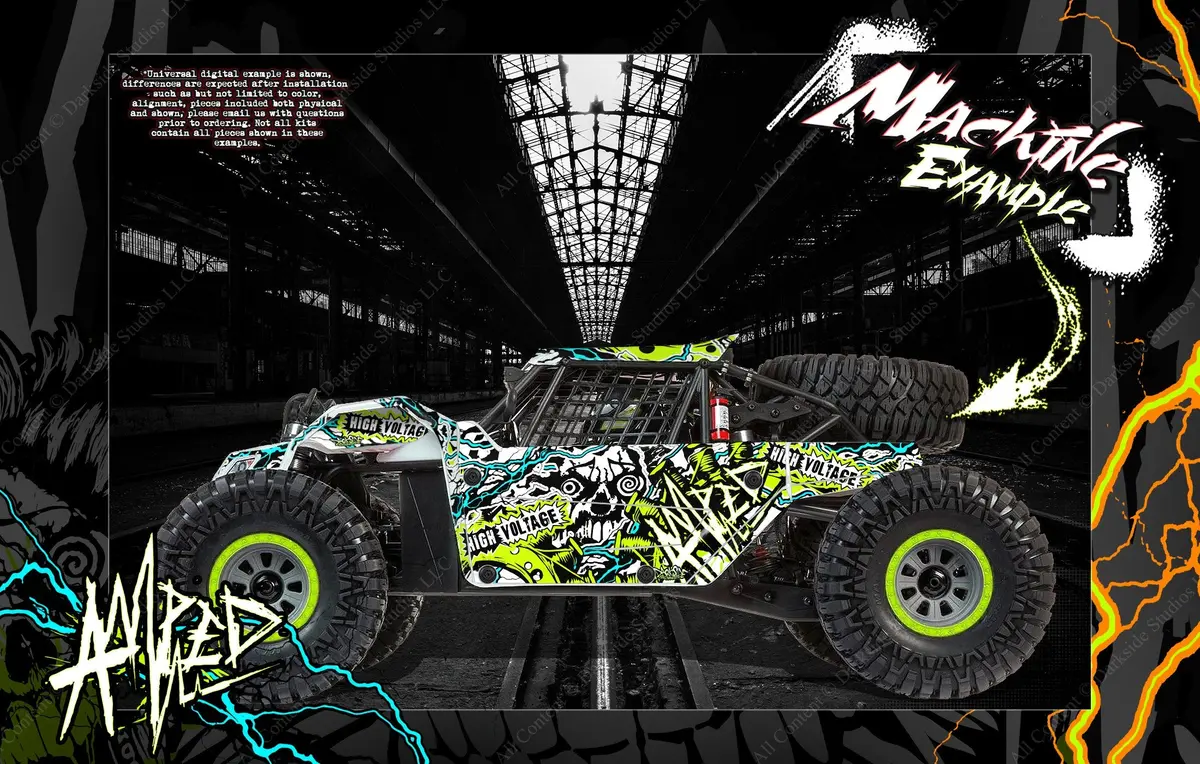 'Amped' Body Graphics Skin Kit For Losi Super Baja Rey 1.0 / 1.0 Super Rock Rey Wrap Decal Kit Fits Los250035 / Los350002 1