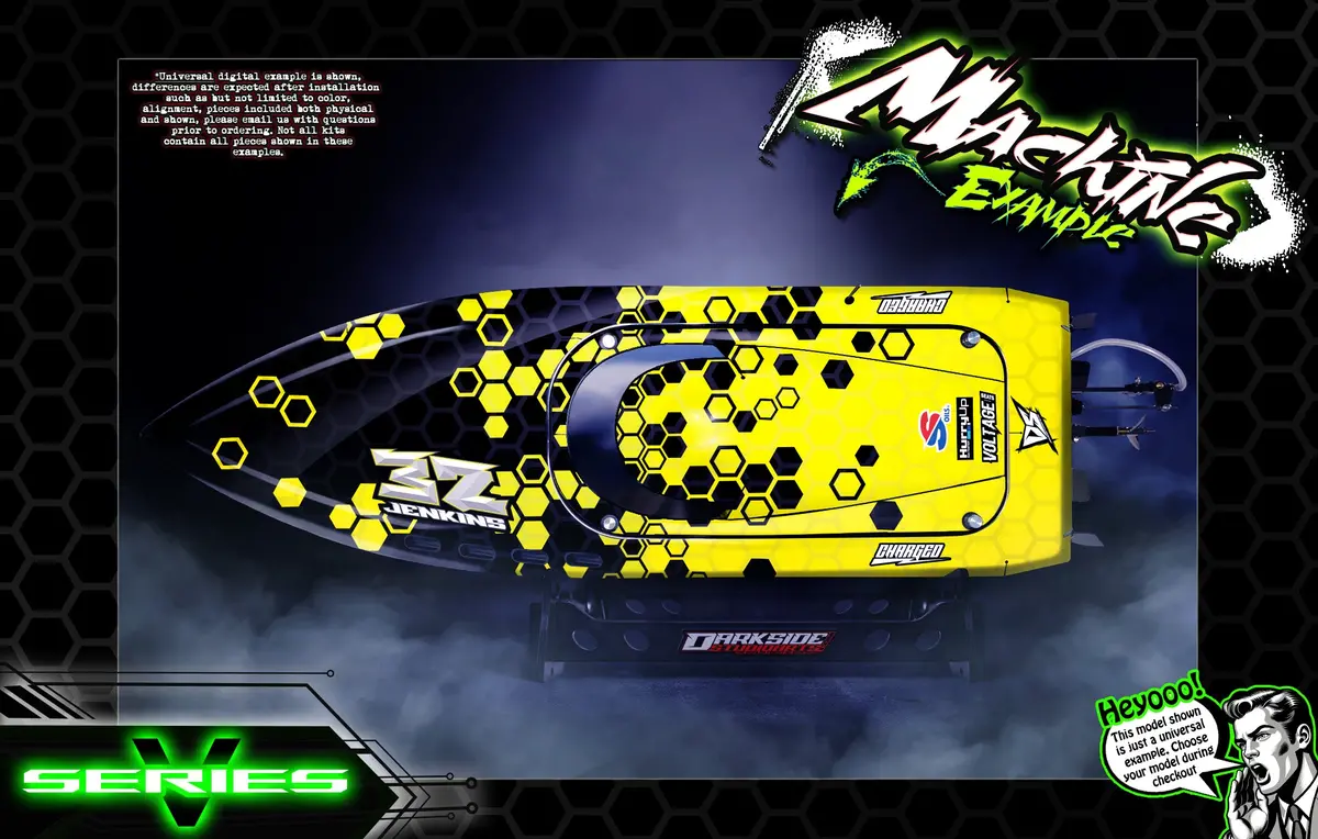 'Series V' Themed Graphics Skin Kit Fits Pro Boat® | Blackjack | Impulse | Jetstream | React | Recoil | Shockwave | Sonicwake | Ul-19 | Veles | Zelos 1