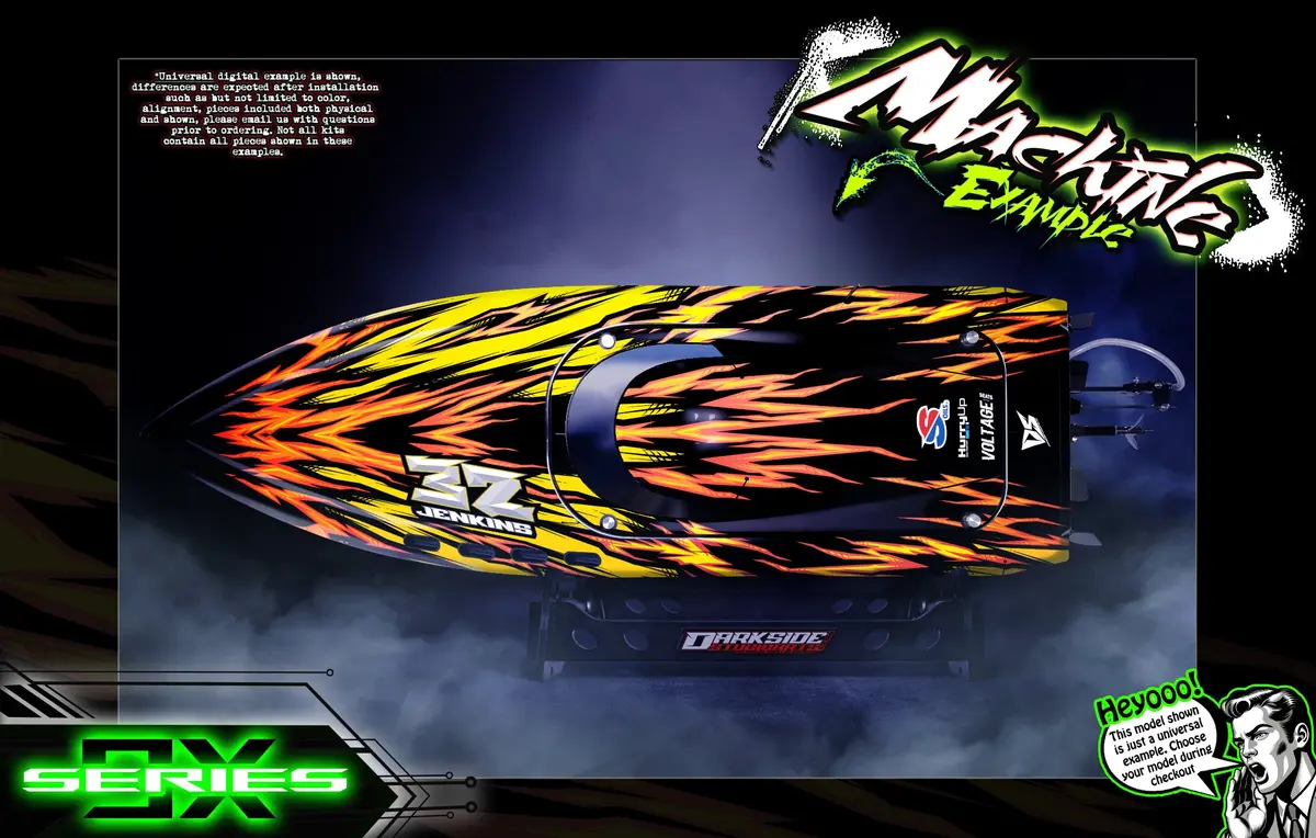 'Series 9X' Themed Graphics Skin Kit Fits Pro Boat® | Blackjack | Impulse | Jetstream | React | Recoil | Shockwave | Sonicwake | Ul-19 | Veles | Zelos 1
