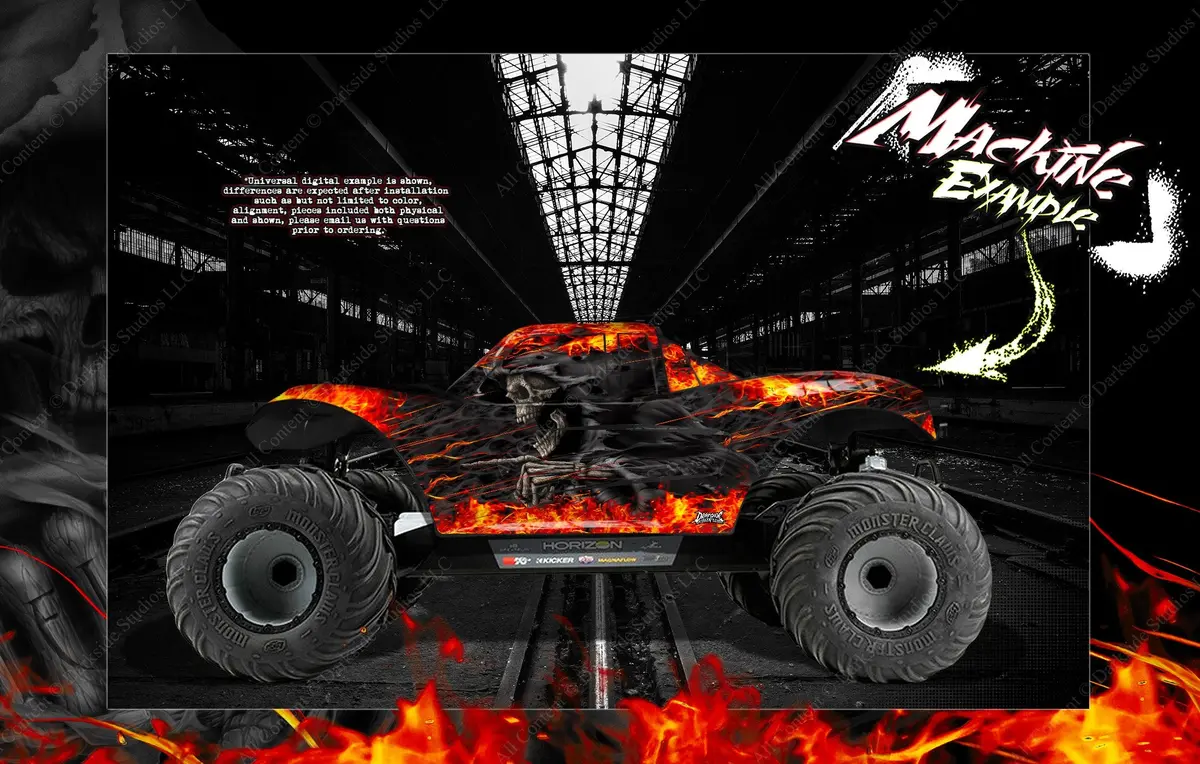 'Hell Ride' Themed Graphics Wrap Kit Hop Up Skin Fits Losi Mtxl Monster Truck Body # Los250105 1
