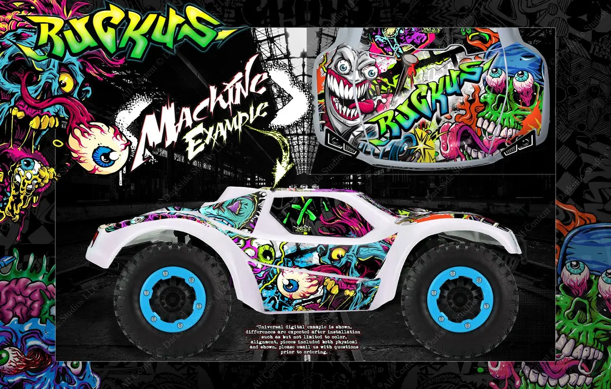 'Ruckus' Themed Graphics Fit Pro-Line Brute Bash Body # 3498-15  On Traxxas Slash 4X4 1