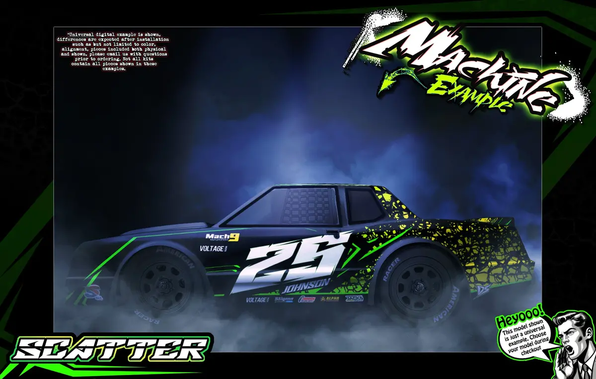 'Scatter' Customizable Wrap Skin Graphics Fits Team Associated Sr10 Street Stock Dirt Oval Body #Asc71192 1