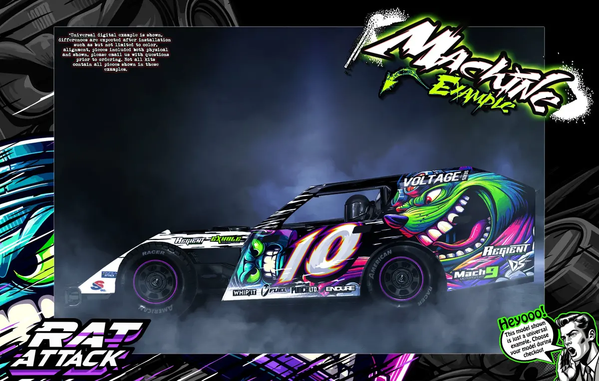 'Rat Attack' Themed Graphics Wrap Kit Fits Sippel® | 22 Gunslinger | Lm22 Desperado | Lm26 Kingslayer | Mark 8 | Mark 9 | Mark 10 | Late Model | Modified 1