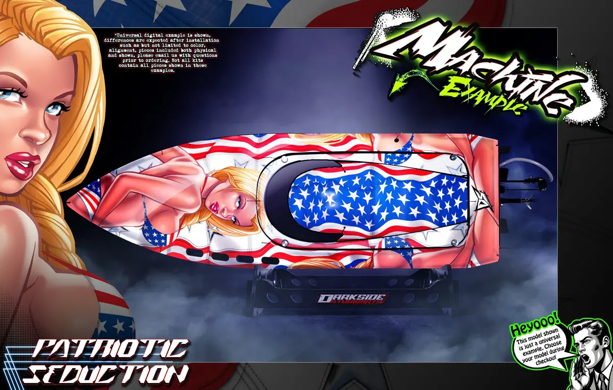 'Patriotic Seduction' Themed Graphics Skin Kit Fits Oxidean Marine® | Animal Cat I & Ii | Dominator | Mini-Dom 1
