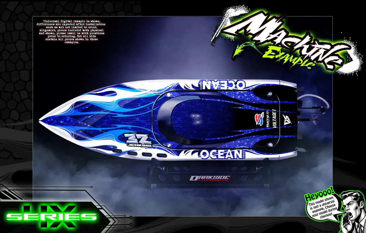 'Series 4X' Themed Graphics Skin Kit Fits Pro Boat® | Blackjack | Impulse | Jetstream | React | Recoil | Shockwave | Sonicwake | Ul-19 | Veles | Zelos 1