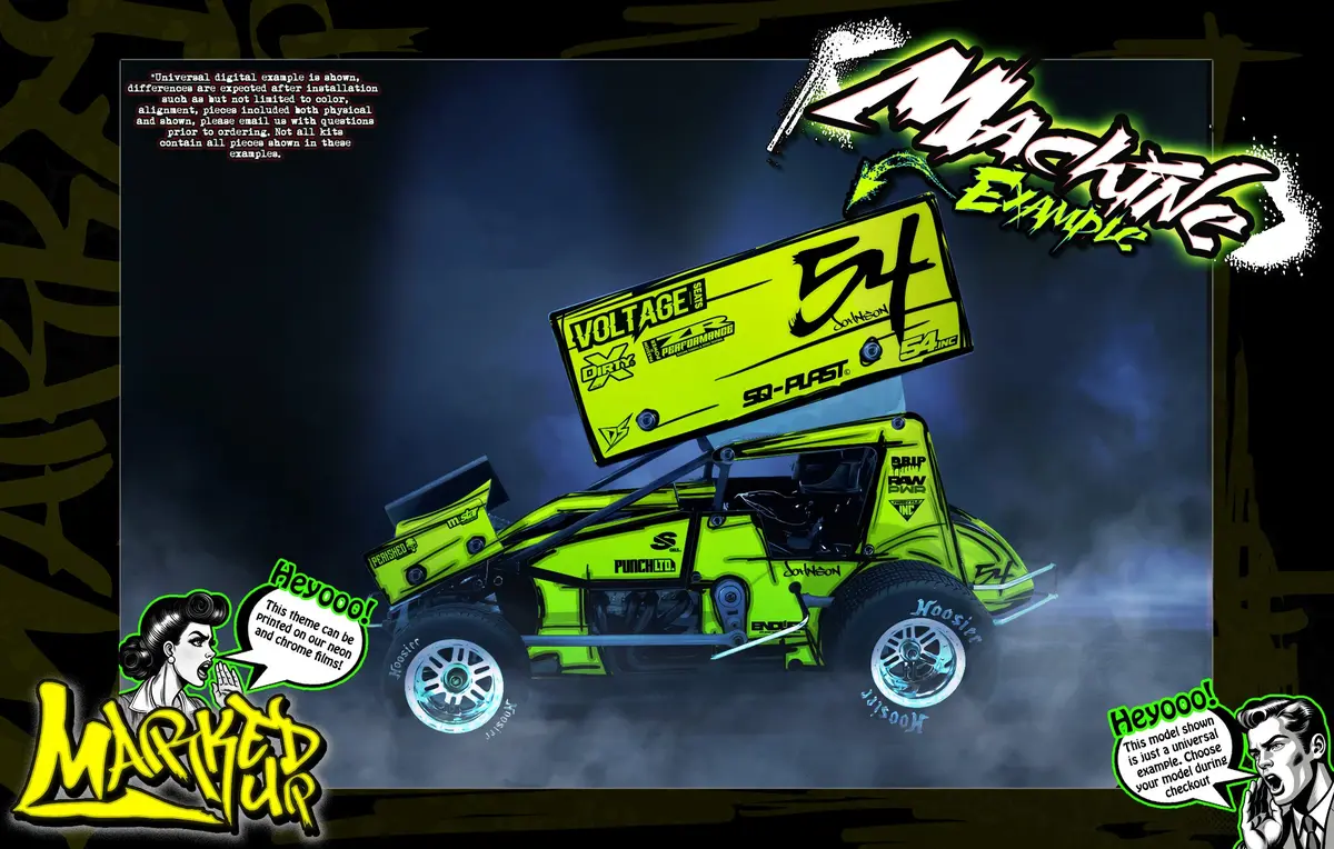 'Marked Up' Themed Graphics Skin Kit Fits 1Rc® | Late Model | Modified | Truck | Street Stock | Edm | Midget | Sprint | Silver Crown 1