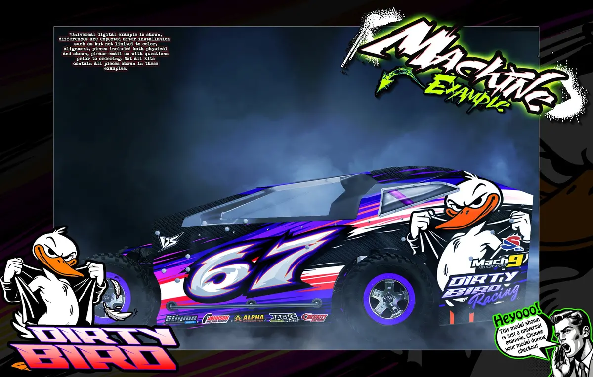 'Dirty Bird' Themed Graphics Wrap Kit Fits Kipps Rc Bodies® | Edm | Imca | Mudboss | Short Course Modified 1