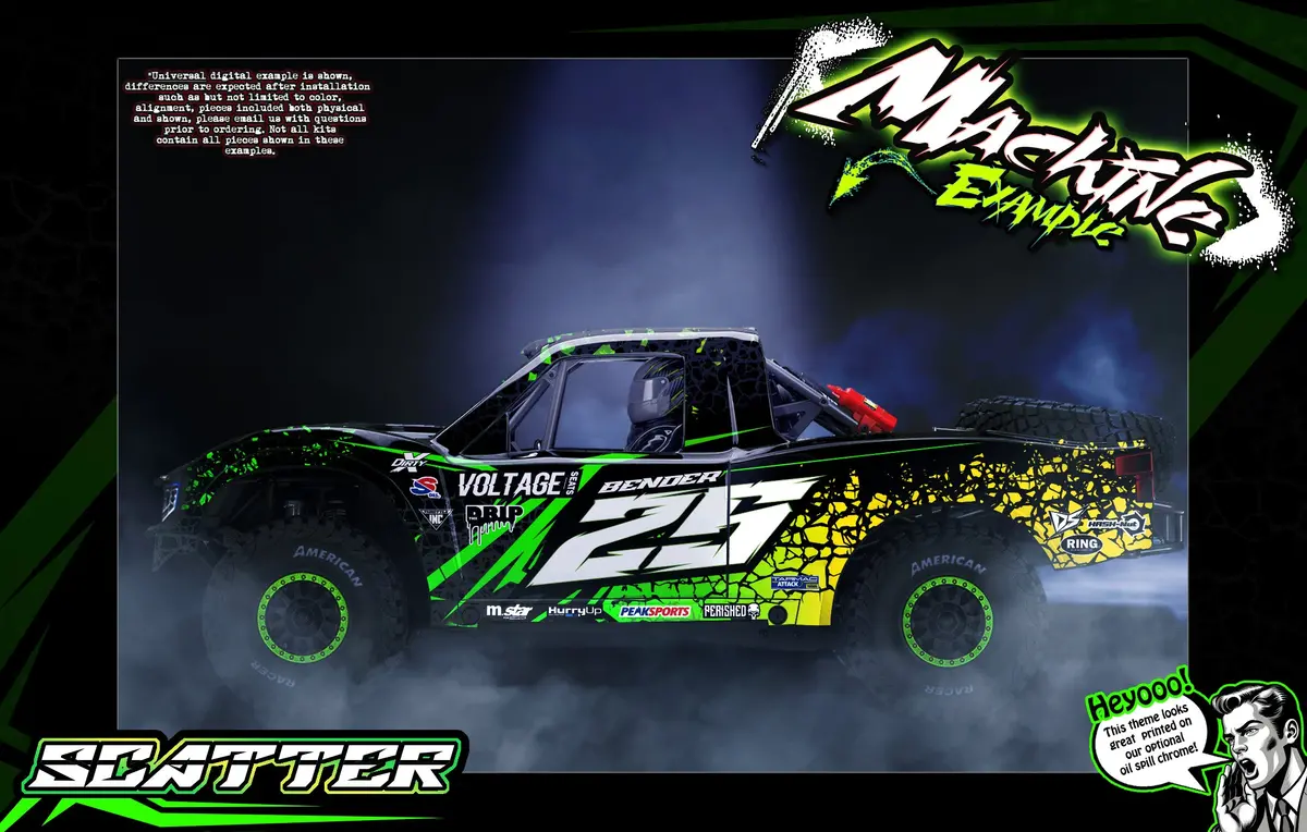 'Scatter' Hop-Up Accessory Skin Wrap Graphics Kit Fits Traxxas Udr Unlimited Desert Racer Oem Body & Cage 1