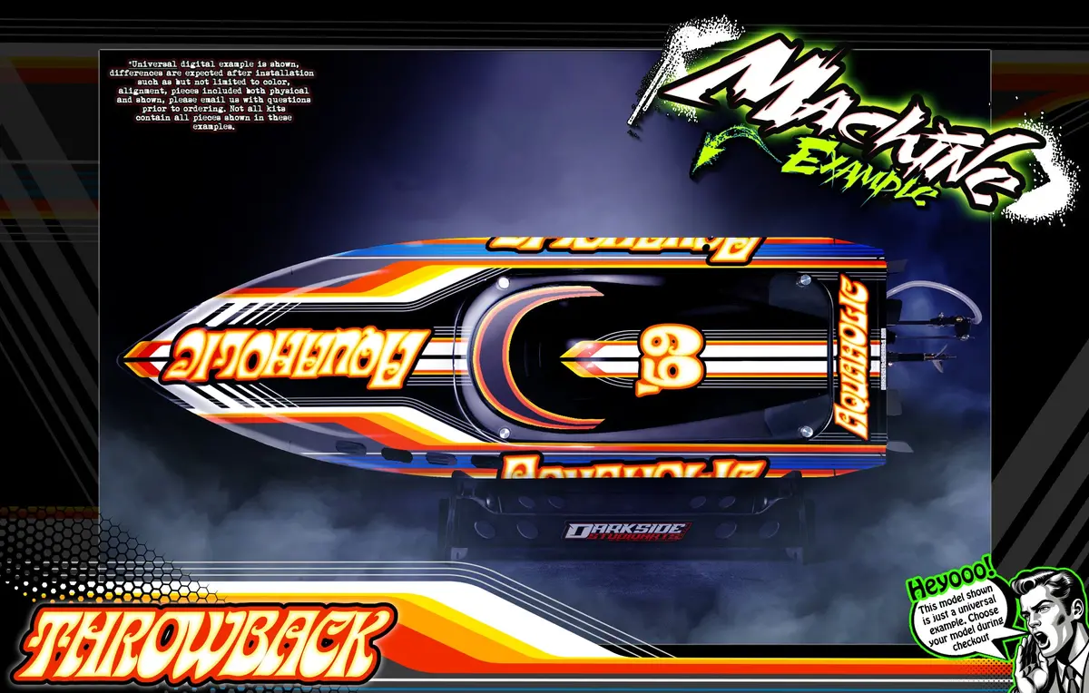 'Throwback' Themed Graphics Skin Kit Fits Pro Boat® | Blackjack | Impulse | Jetstream | React | Recoil | Shockwave | Sonicwake | Ul-19 | Veles | Zelos 1