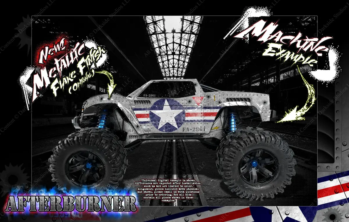 'Afterburner' Graphics Wrap Fits Traxxas X-Maxx Proline Ford Raptor, Chevy Silverado, Brute Bash & Stock Body 1