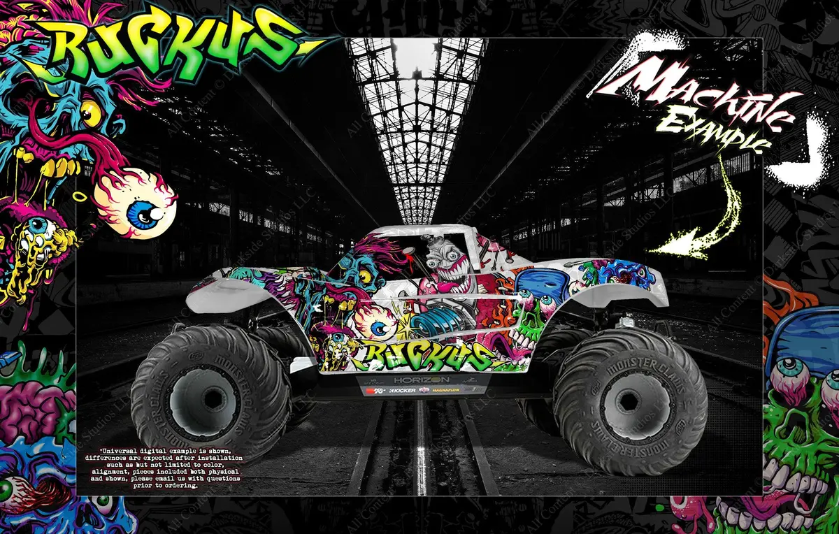 'Ruckus' Themed Graphics Wrap Kit Hop Up Skin Fits Losi Mtxl Monster Truck Body # Los250105 1