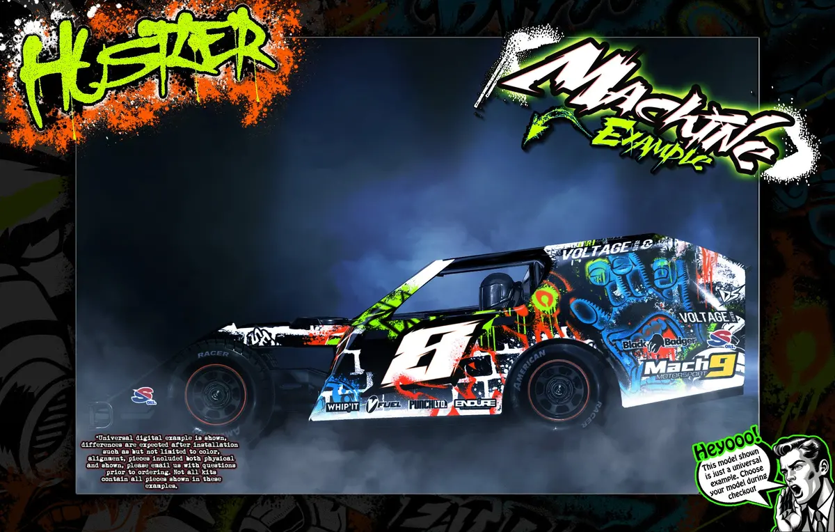 'Hustler' Themed Aftermarket Graphics Wrap Fits Traxxas® Slash | Modified | Late Model | Mudboss 1