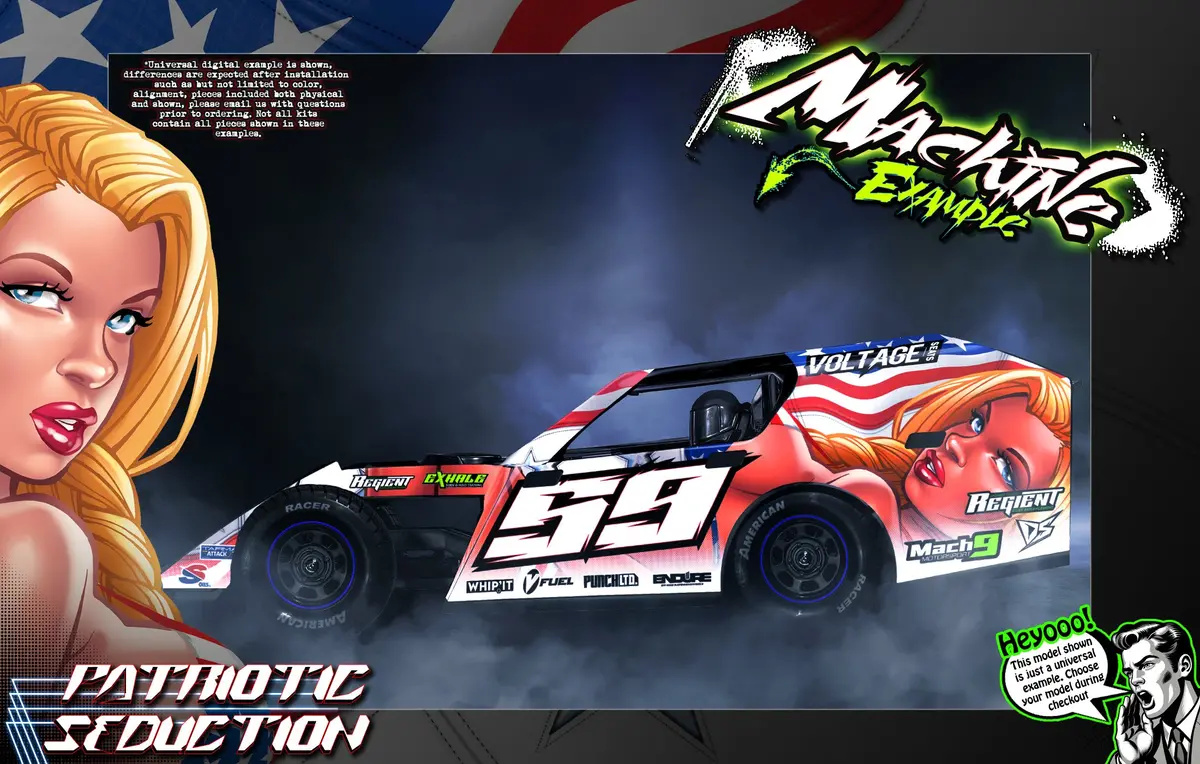 'Patriotic Seduction' Customizable Wrap Skin Graphics Fits Team Gfrp Midwest & Short Course Modified 1