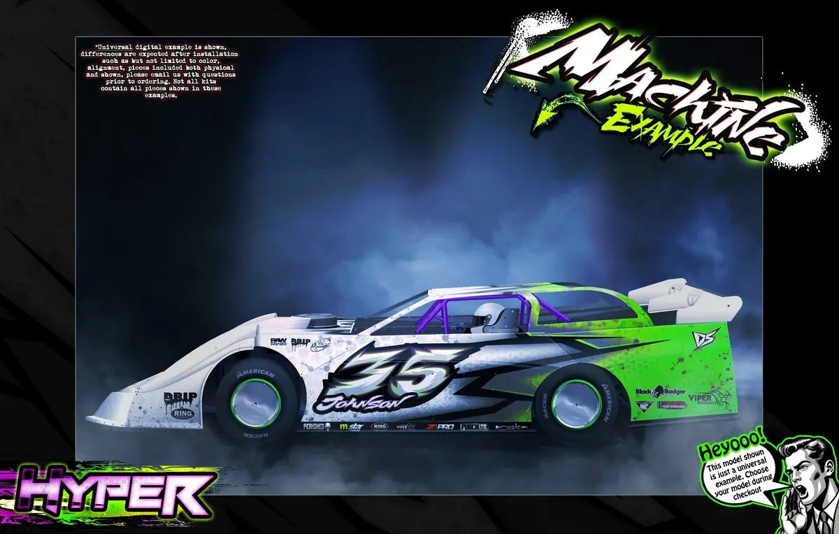 'Hyper' Themed Wrap Fits Shark Rc® Sr10 | Crazy Train | Dawg Pound | Hammerhead | Knockout | Mafia | Ninja | Smokescreen | Wild Card 2