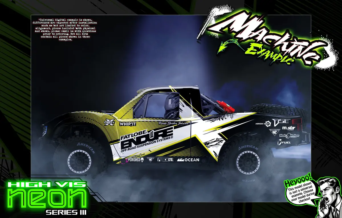 'Neon Series Iii' Yellow Fluorescent Wrap Aftermarket Hop-Up Kit Fits Traxxas Udr Unlimited Desert Racer Oem Body & Cage 1