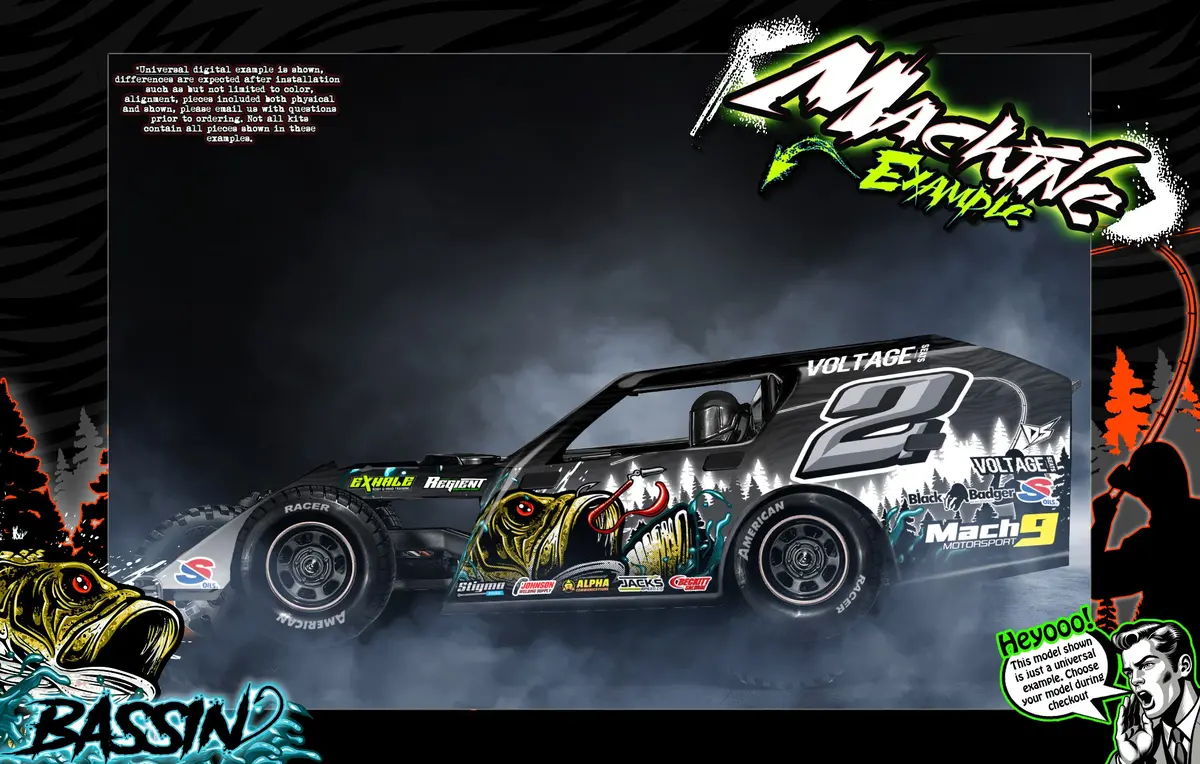 'Bassin' Themed Graphics Wrap Kit Fits Sippel® | 22 Gunslinger | Lm22 Desperado | Lm26 Kingslayer | Mark 8 | Mark 9 | Mark 10 | Late Model | Modified 1