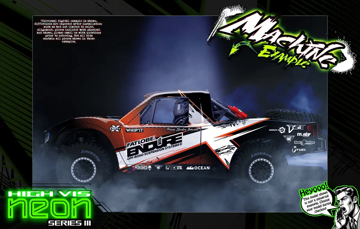 'Neon Series Iii' Orange Fluorescent Wrap Accessory Hop-Up Kit Fits Traxxas Udr Unlimited Desert Racer Oem Body & Cage 1