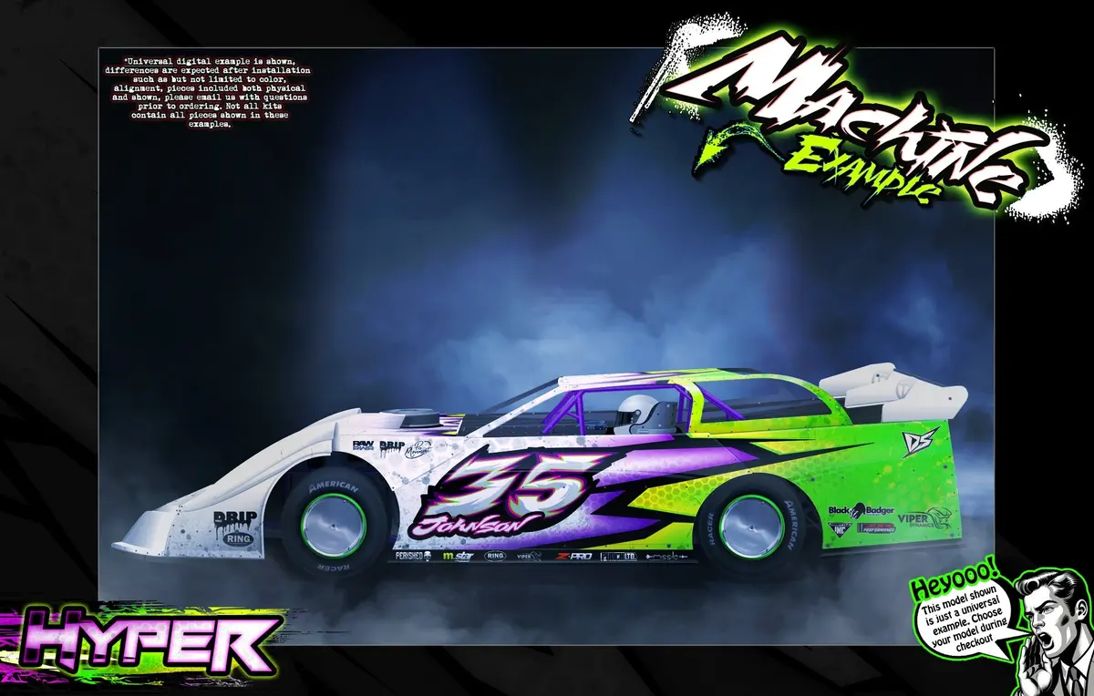 'Hyper' Customizable Wrap Skin Graphics Fits Team Gfrp Quasi Speed Aero 1 Typhoon Late Model Body 1