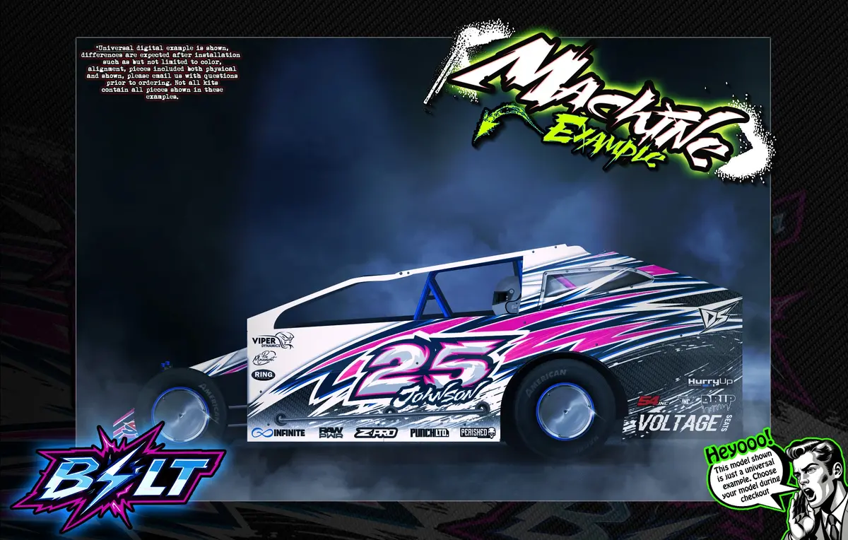 'Bolt' Customizable Decal Skin Kit Fits Salvas Mudboss / Se2 Sprint Lexan Body For Traxxas Slash Dirt Oval Short Course Racing 1