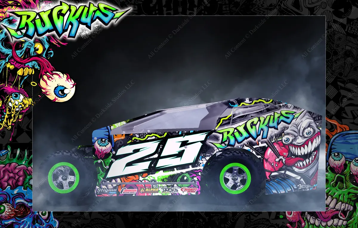 'Ruckus' Customizable Decal Skin Kit Graphics Fits Salvas Mudboss / Se2 Sprint Lexan Body On Traxxas Slash Dirt Oval 1